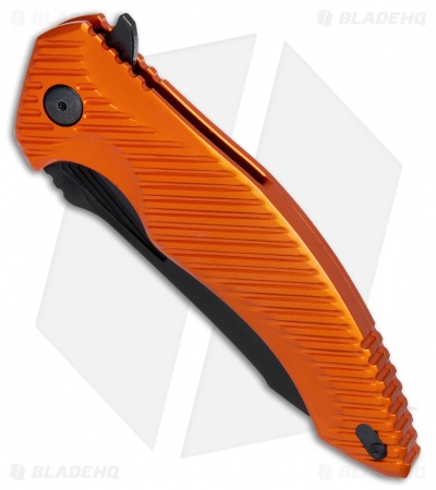 Brous Blades Tanium Design T4 Flipper Knife Orange Aluminum (4" Blackout)