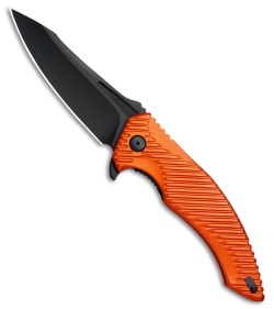 Brous Blades Tanium Design T4 Flipper Knife Orange Aluminum (4" Blackout)