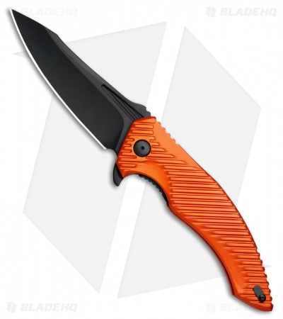 Brous Blades Tanium Design T4 Flipper Knife Orange Aluminum (4" Blackout)