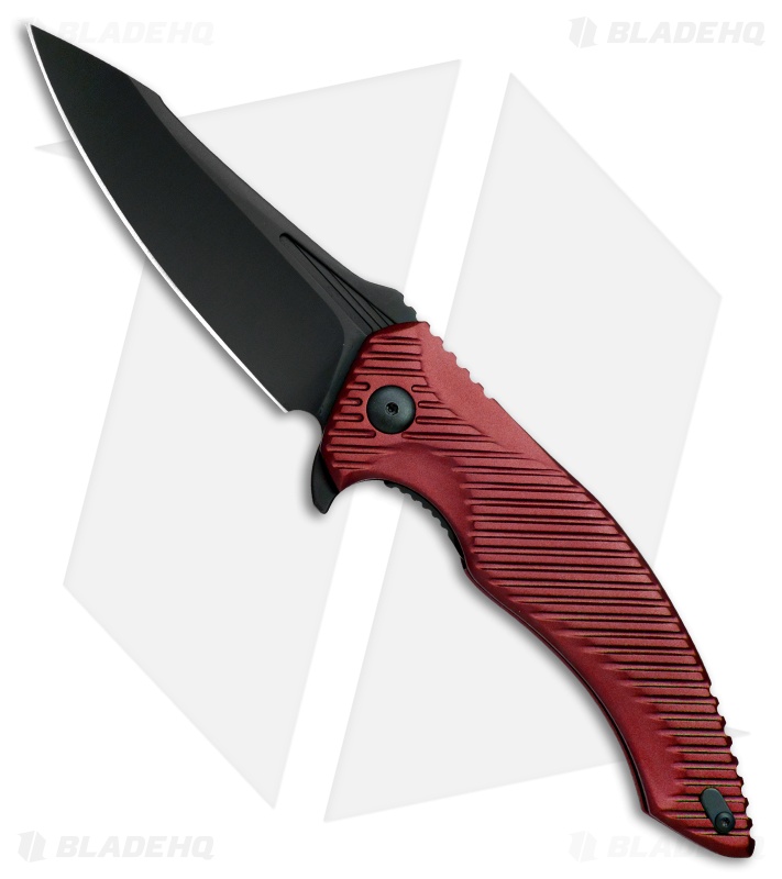 Brous Blades Tanium Design T4 Flipper Knife Red Aluminum (4" Blackout)