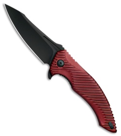 Brous Blades Tanium Design T4 Flipper Knife Red Aluminum (4" Blackout)