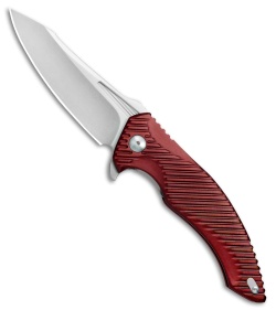 Brous Blades Tanium Design T4 Flipper Knife Red Aluminum (4" Stonewash)