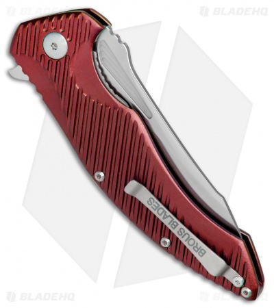 Brous Blades Tanium Design T4 Flipper Knife Red Aluminum (4" Satin)