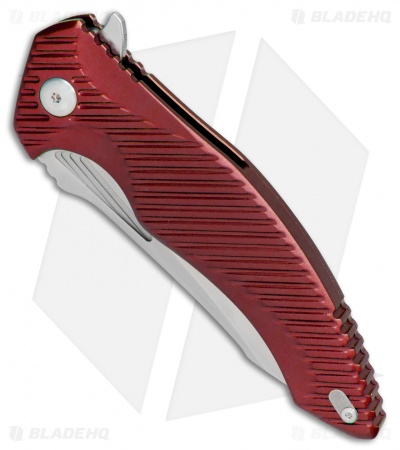 Brous Blades Tanium Design T4 Flipper Knife Red Aluminum (4" Satin)