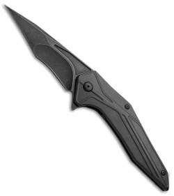 Brous Blades Tyrant Liner Lock Flipper Knife Black (4" Acid Stonewash) 