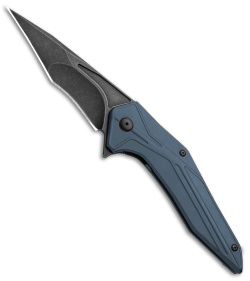 Brous Blades Tyrant Liner Lock Flipper Knife Blue (4" Acid Stonewash) 