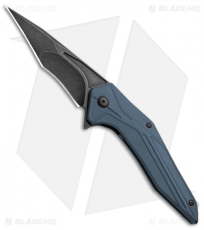 Brous Blades Tyrant Liner Lock Flipper Knife Blue (4" Acid Stonewash) 