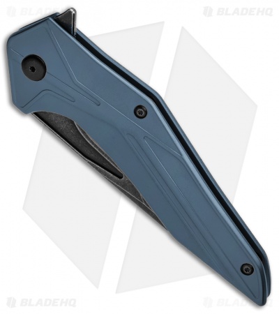 Brous Blades Tyrant Liner Lock Flipper Knife Blue (4" Acid Stonewash) 