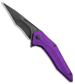 Brous Blades Tyrant Liner Lock Flipper Knife Purple (4" Acid Stonewash) 