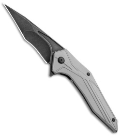 Brous Blades Tyrant Liner Lock Flipper Knife Silver (4" Acid Stonewash) 