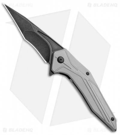 Brous Blades Tyrant Liner Lock Flipper Knife Silver (4" Acid Stonewash) 