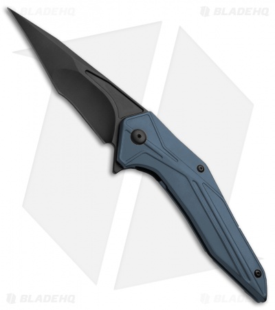 Brous Blades Tyrant Liner Lock Flipper Knife Blue (4" Black) 