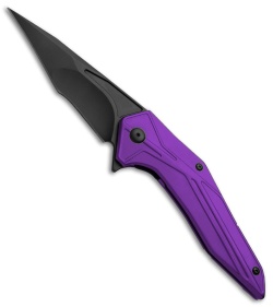 Brous Blades Tyrant Liner Lock Flipper Knife Purple (4" Black) 