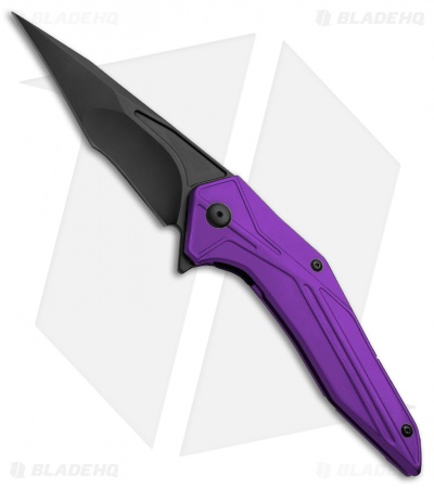 Brous Blades Tyrant Liner Lock Flipper Knife Purple (4" Black) 