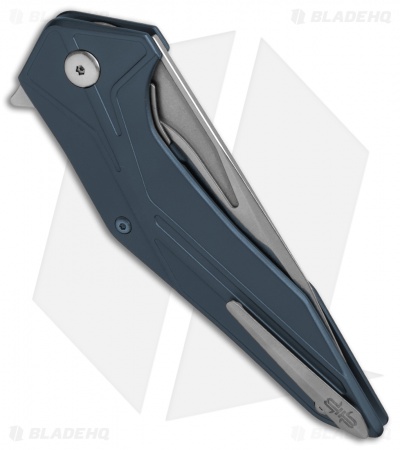 Brous Blades Tyrant Liner Lock Flipper Knife Blue (4" Stonewash) 