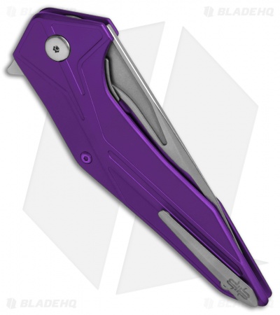 Brous Blades Tyrant Liner Lock Flipper Knife Purple (4" Stonewash) 