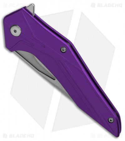 Brous Blades Tyrant Liner Lock Flipper Knife Purple (4" Stonewash) 