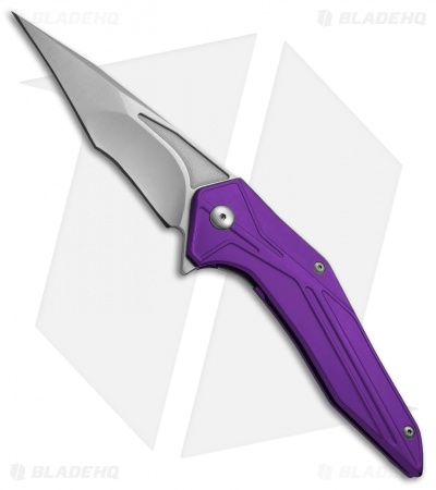 Brous Blades Tyrant Liner Lock Flipper Knife Purple (4" Stonewash) 