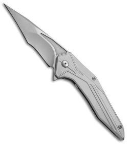 Brous Blades Tyrant Liner Lock Flipper Knife Silver (4" Stonewash) 