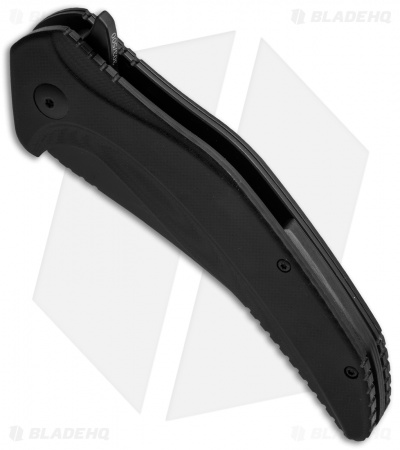Brous Blades Vendetta Flipper Liner Lock Knife Black G-10 (4" Blackout)