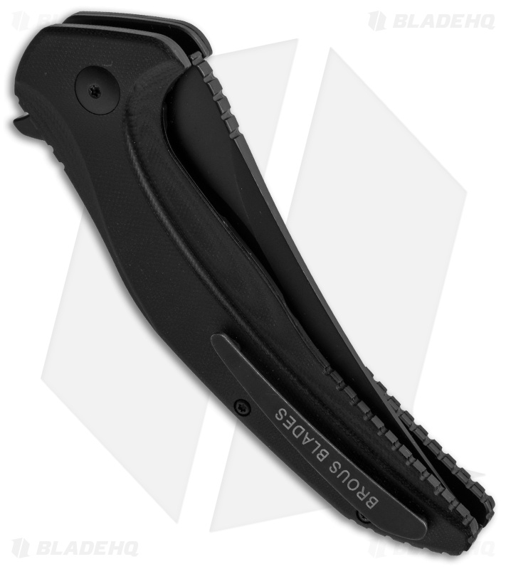 Brous Blades Vendetta Flipper Liner Lock Knife Black G-10 (4" Blackout)