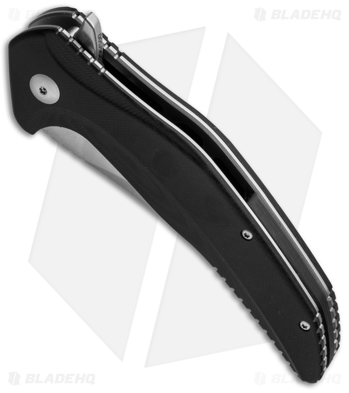 Brous Blades Vendetta Flipper Liner Lock Knife Black G-10 (4" Stonewash)