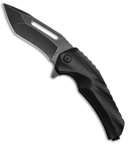 Brous Blades & Mikkel Willumsen Reloader Flipper Knife Black Al (3.6" Acid SW)