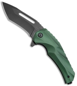 Brous Blades & Mikkel Willumsen Reloader Flipper Knife Green Al (3.6" Black)