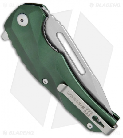 Brous Blades & Mikkel Willumsen Reloader Flipper Knife Green Al (3.6" Stonewash)
