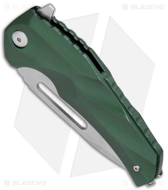 Brous Blades & Mikkel Willumsen Reloader Flipper Knife Green Al (3.6" Stonewash)