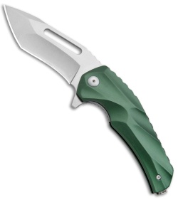 Brous Blades & Mikkel Willumsen Reloader Flipper Knife Green Al (3.6" Stonewash)