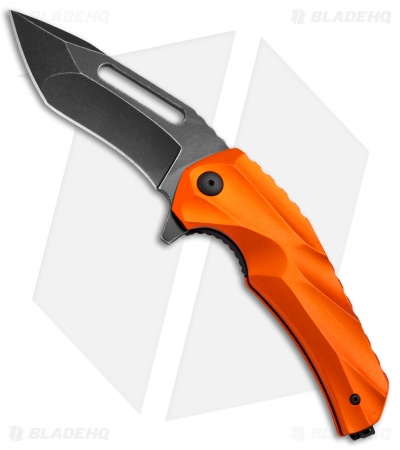 Brous Blades & Mikkel Willumsen Reloader Flipper Knife Orange Al (3.6" Acid SW)