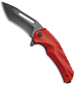 Brous Blades & Mikkel Willumsen Reloader Flipper Knife Red Al (3.6" Black)