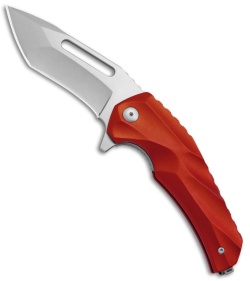 Brous Blades & Mikkel Willumsen Reloader Flipper Knife Red Al (3.6" Stonewash)