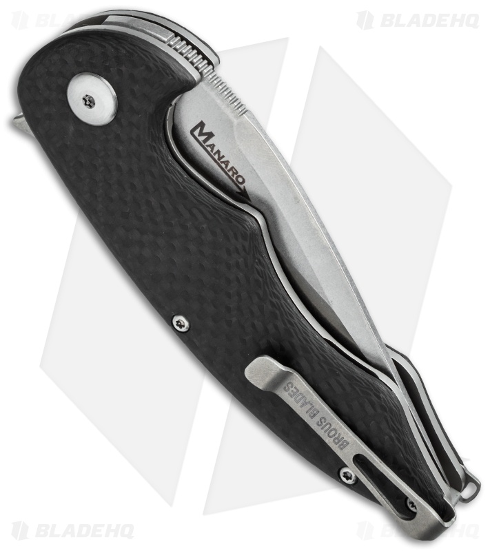 Brous Blades Sinner Flipper Knife Carbon Fiber (3.25" Stonewash) Sal Manaro
