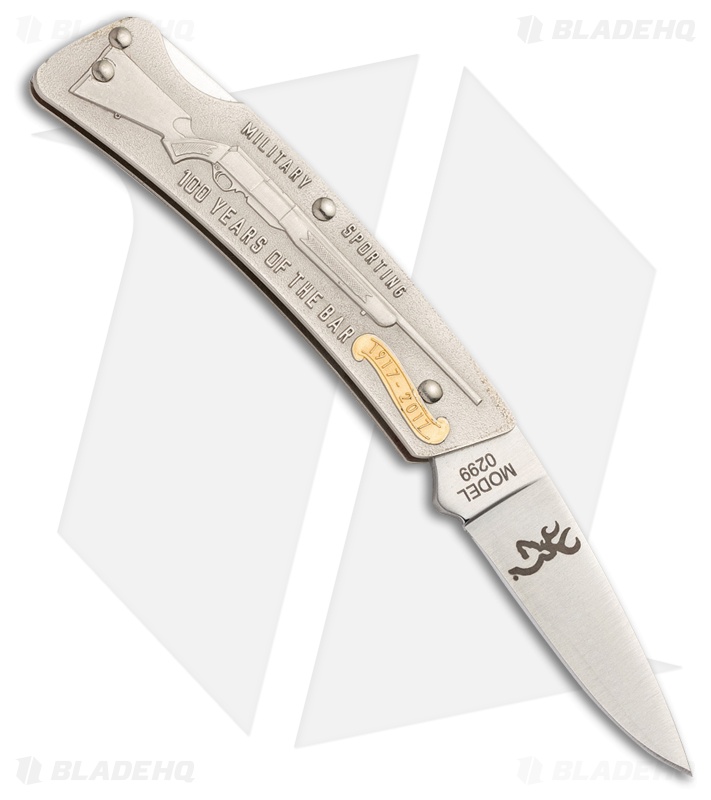 Browning BAR Hunting Folder Lockback Knife Gold (2.25