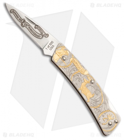 Browning BAR Hunting Folder Lockback Knife Gold (2.25