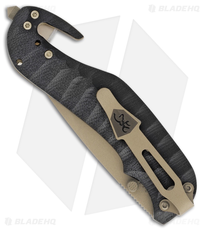 Browning Black Label Duration Liner Lock Knife Black  G-10 (3.375" Tan Serr)