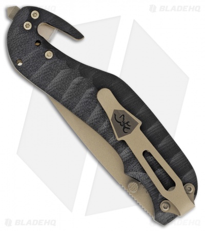 Browning Black Label Duration Liner Lock Knife Black  G-10 (3.375" Tan Serr)