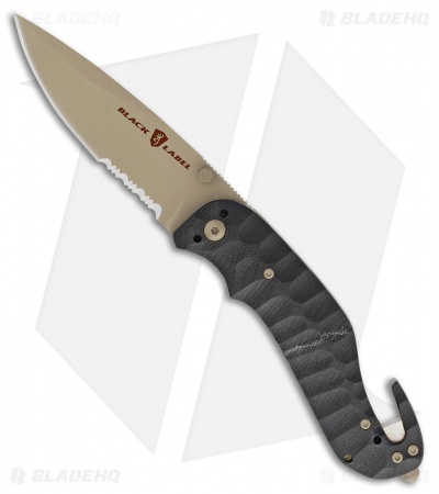 Browning Black Label Duration Liner Lock Knife Black  G-10 (3.375" Tan Serr)