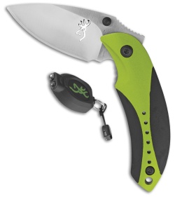 Browning Light Minnow Combo Liner Lock Knife w/ Keychain Flashlight Green 