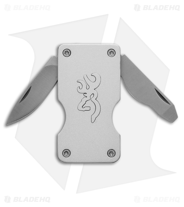 Browning Money Clip Pocket Knife Gray (1.375" Satin) 3220122 Blade HQ