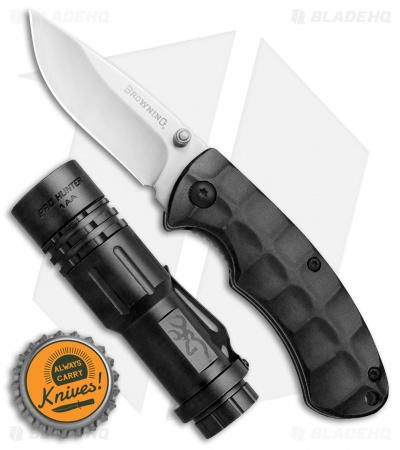 Browning Pro Hunter Flashlight/Folding Knife Combo Set Black (Set of 2)