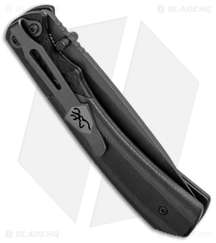 Browning Black Label Thin Ice Liner Lock Knife Black G-10 (3.375" Gray)