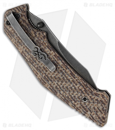 Browning Wihongi Manual Folding Knife Brown Micarta (3.5" Black Stonewash)