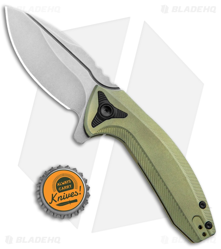 BRS E-Volve Apache Frame Lock Flipper Knife Green Ti (2.78" Stonewash) 