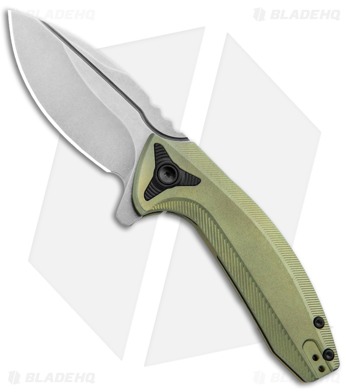 BRS E-Volve Apache Frame Lock Flipper Knife Green Ti (2.78" Stonewash) 