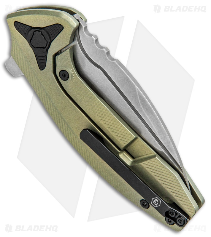 BRS E-Volve Apache Frame Lock Flipper Knife Green Ti (2.78" Stonewash) 
