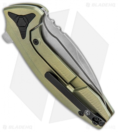 BRS E-Volve Apache Frame Lock Flipper Knife Green Ti (2.78" Stonewash) 