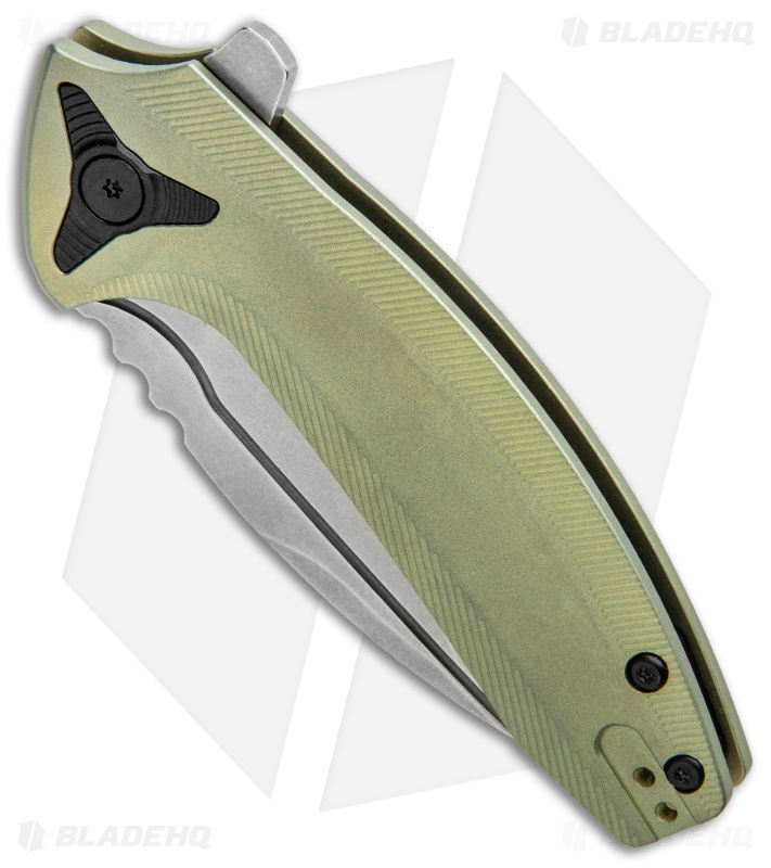 BRS E-Volve Apache Frame Lock Flipper Knife Green Ti (2.78" Stonewash) 